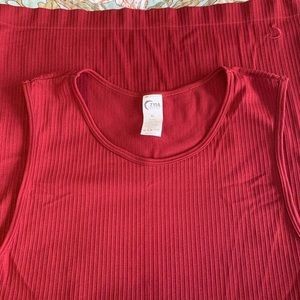 ZYIA Ribbed Parallel Tank Top Brick Red EUC size XL